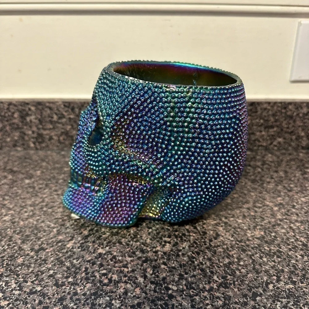 Iridescent Rainbow Halloween Skull Holder